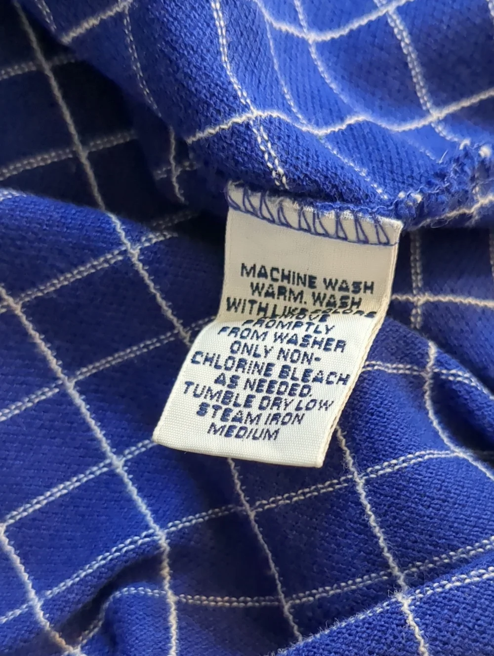 Polo Ralph Lauren Men's Vintage 90s Blue White Tron Grid Checkered Polo Shirt